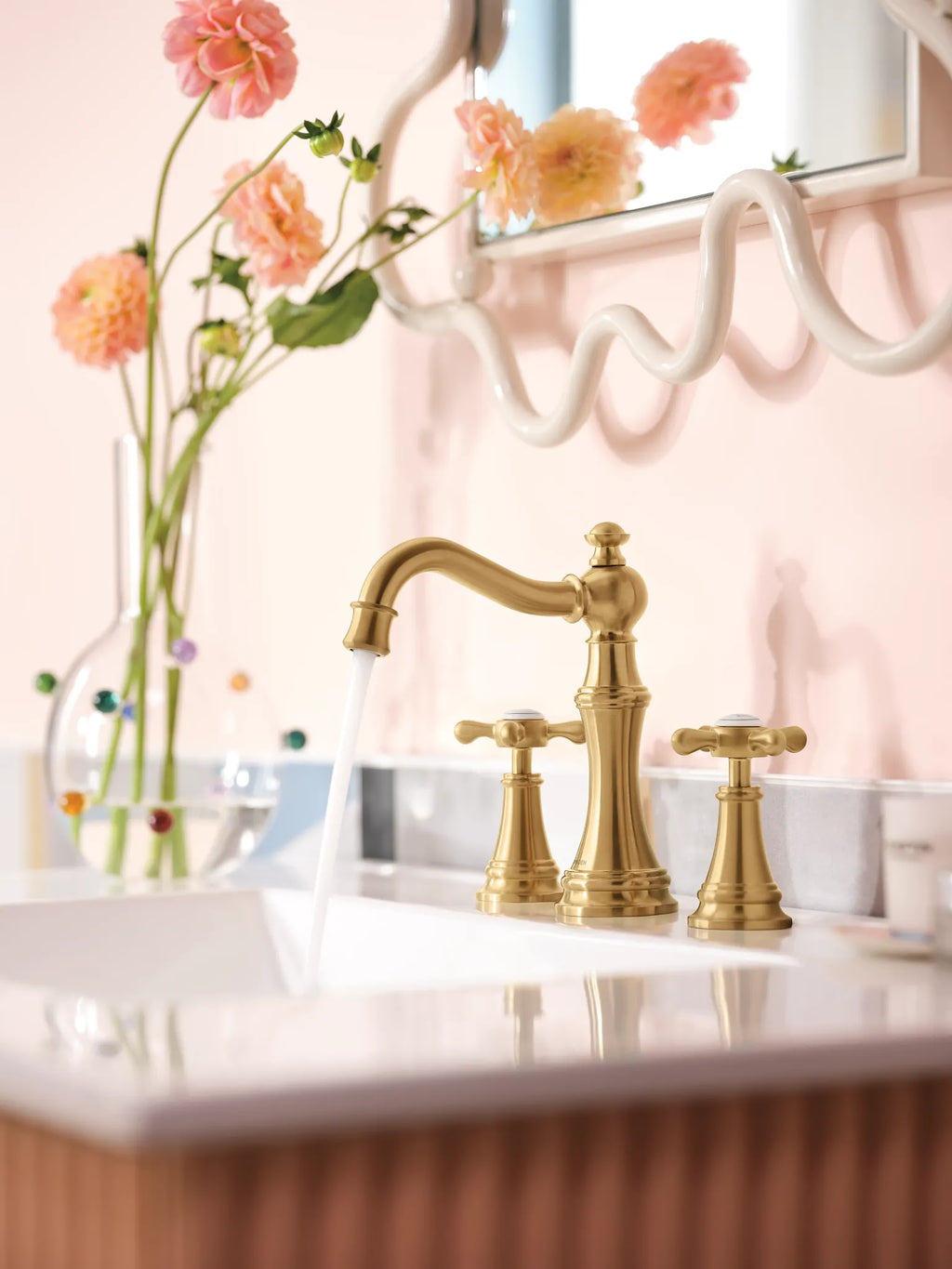 MOEN TVS42114BG Weymouth Two-Handle High Arc Bathroom Faucet - Brushed Gold