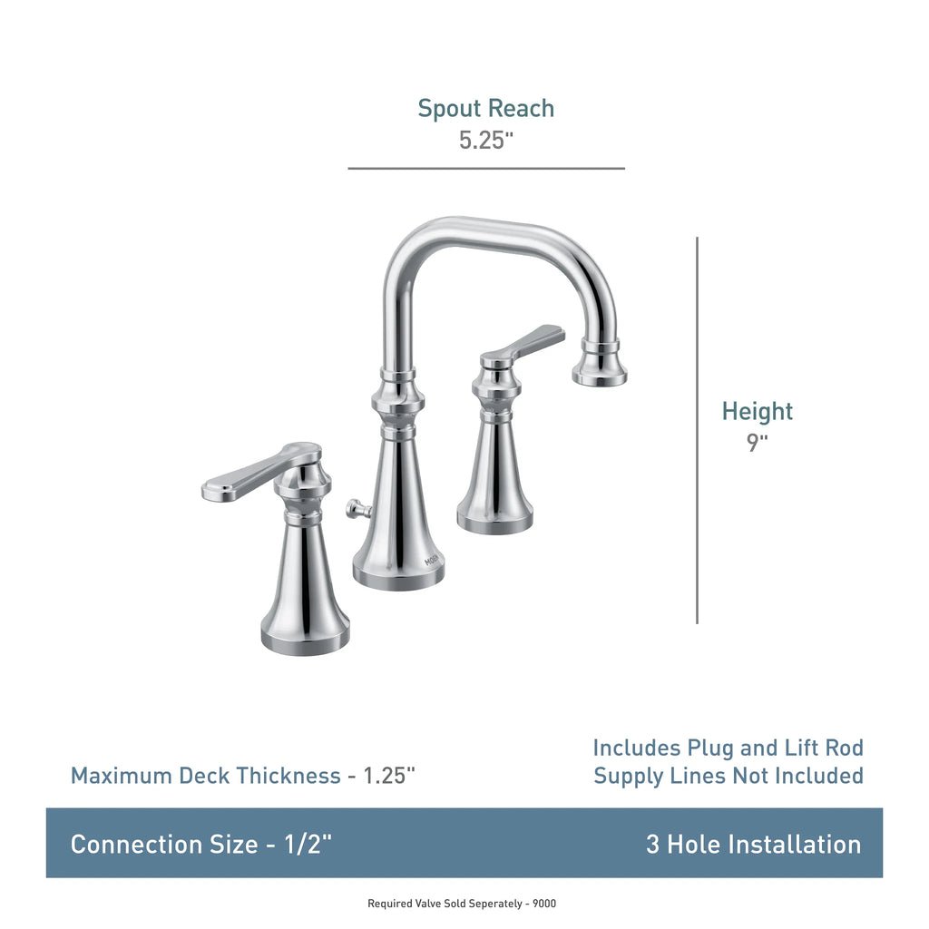 MOEN TVS44102 Colinet Two-Handle High Arc Bathroom Faucet - Chrome