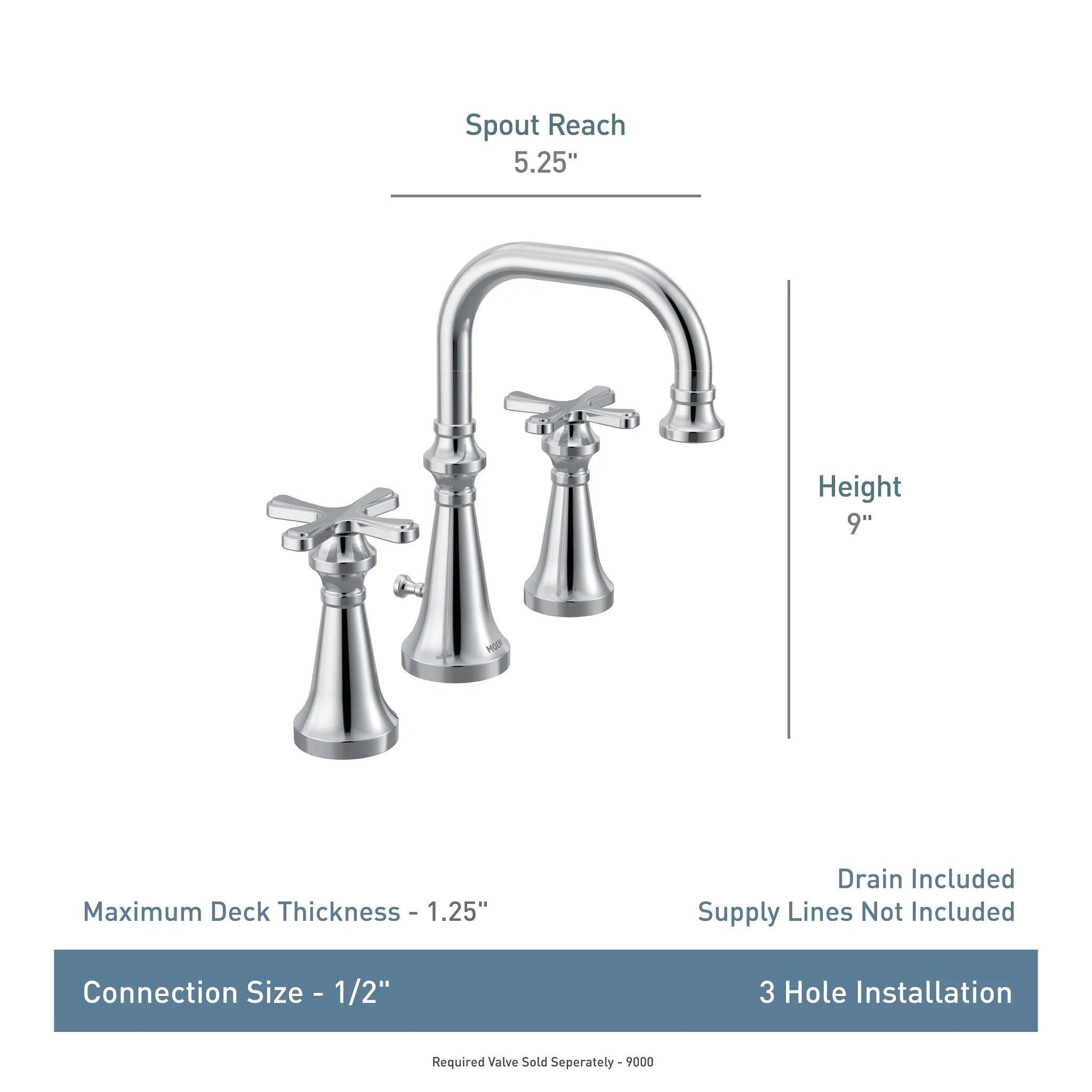 MOEN TS44103 Colinet Two-Handle High Arc Bathroom Faucet - Chrome
