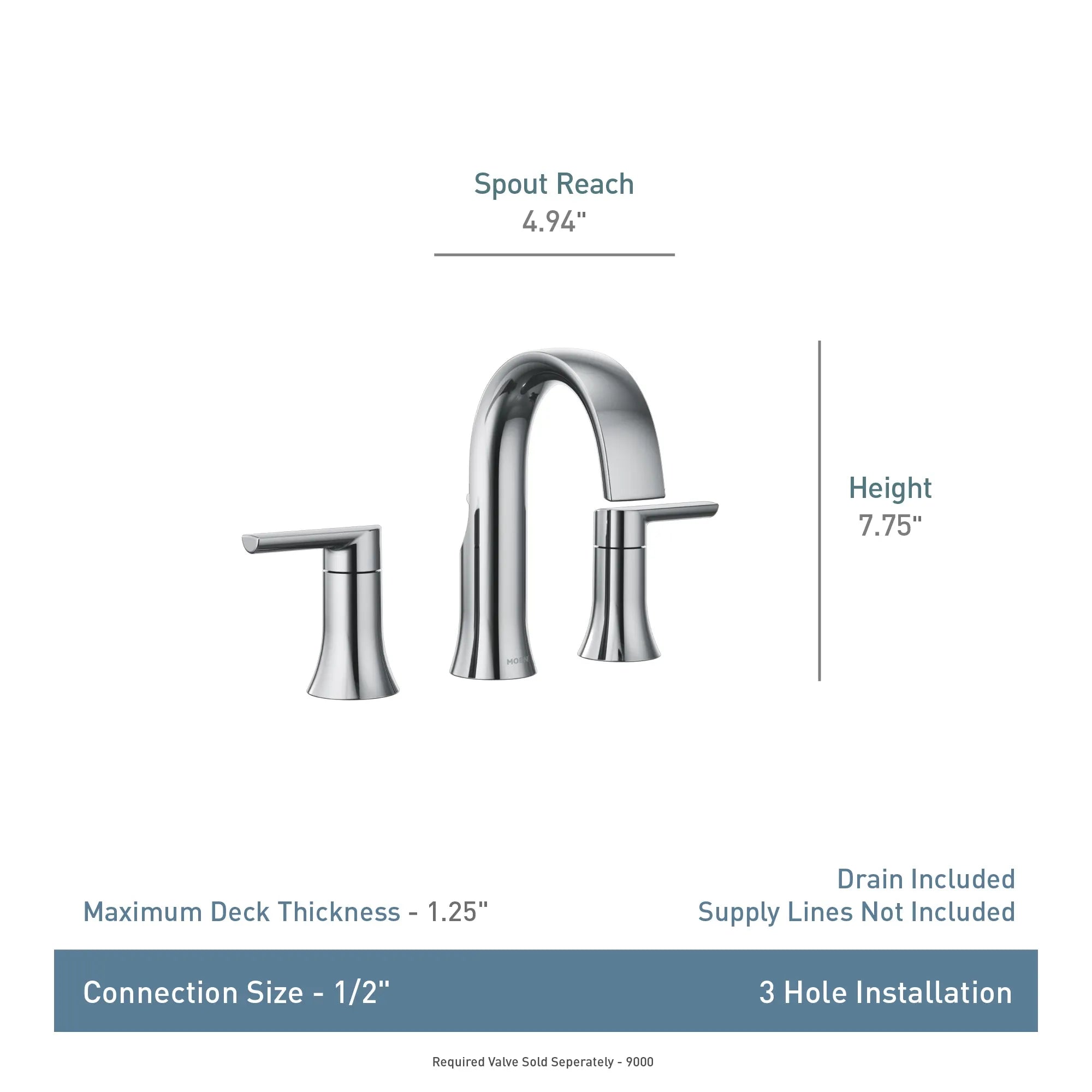 MOEN TVS6925 Doux Two-Handle High Arc Bathroom Faucet - Chrome