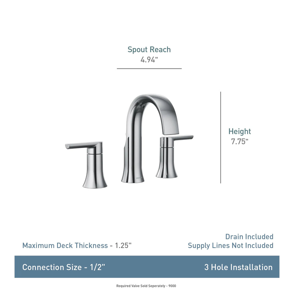 MOEN TS6925BL Doux Two-Handle High Arc Bathroom Faucet - Matte Black