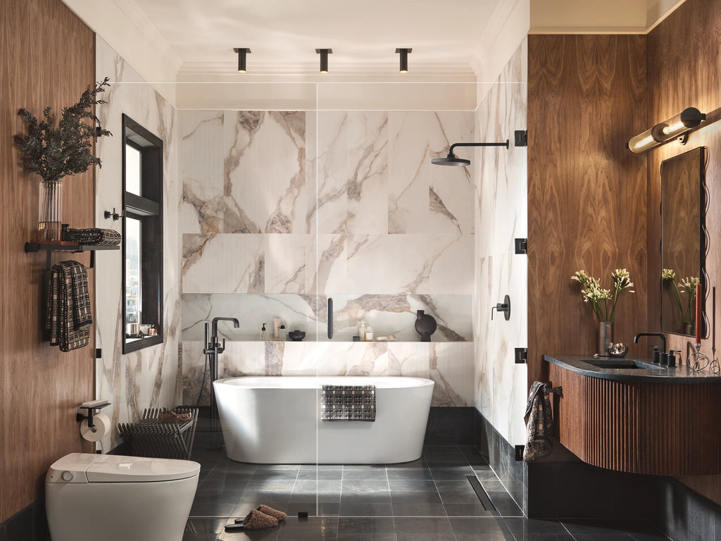 MOEN S578BL Cambium One-Handle Tub Filler Includes Hand Shower - Matte Black