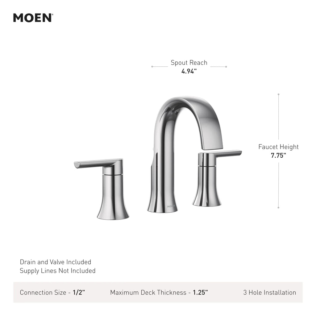 MOEN TVS6925BN Doux Two-Handle High Arc Bathroom Faucet - Brushed Nickel