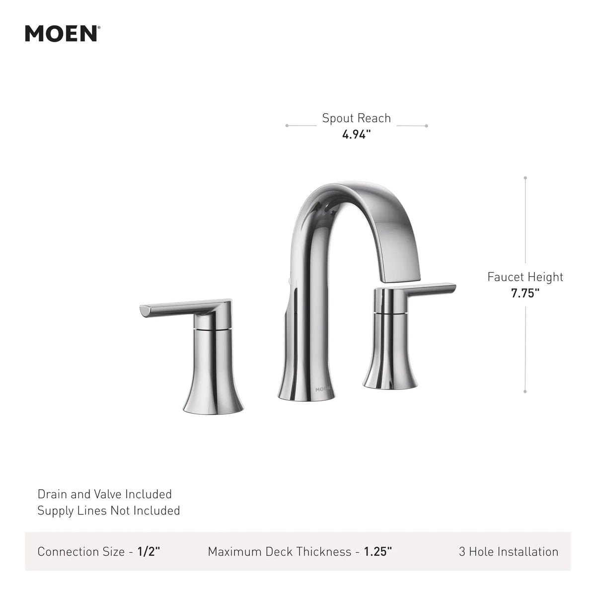 MOEN TVS6925BN Doux Two-Handle High Arc Bathroom Faucet - Brushed Nickel