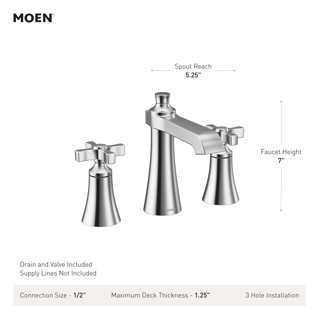 MOEN TVS6985NL Flara Two-Handle High Arc Bathroom Faucet - Polished Nickel