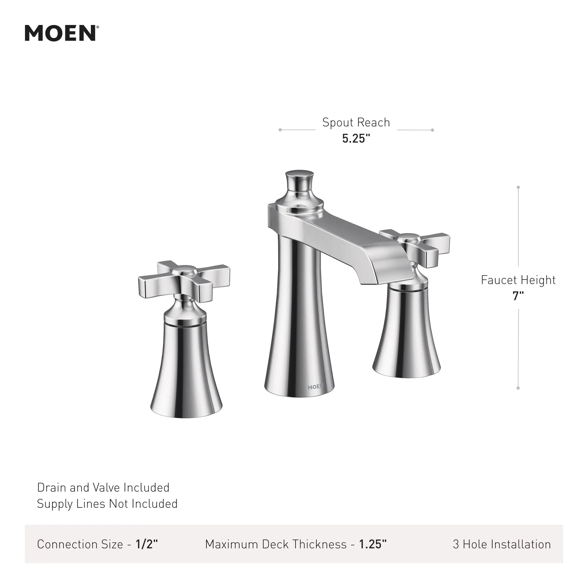 MOEN TVS6985NL Flara Two-Handle High Arc Bathroom Faucet - Polished Nickel