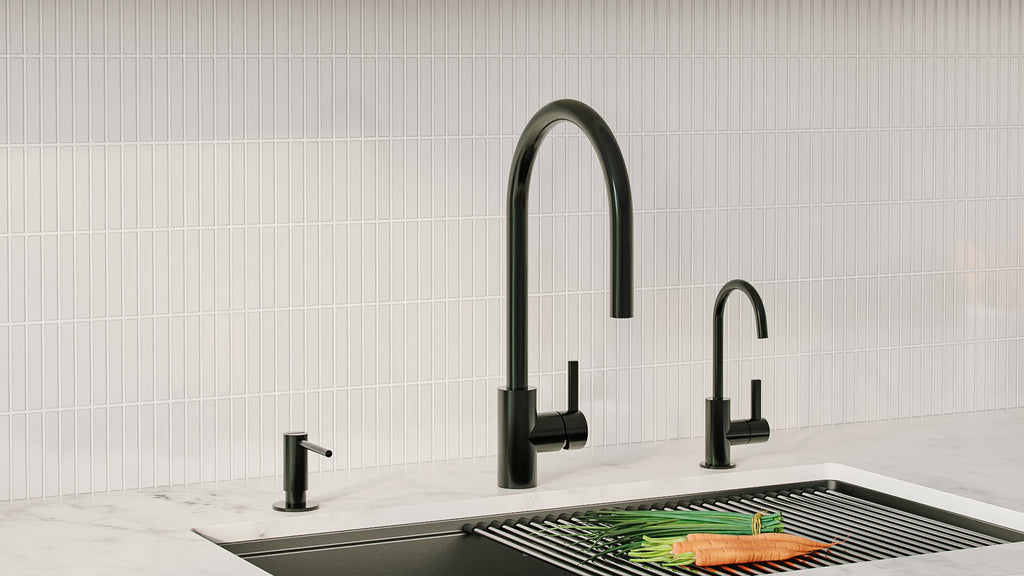 FRANKE UNJ-FW-IBK 8.75-in Single Handle Cold Water Filtration Faucet in Industrial Black In Industrial Black