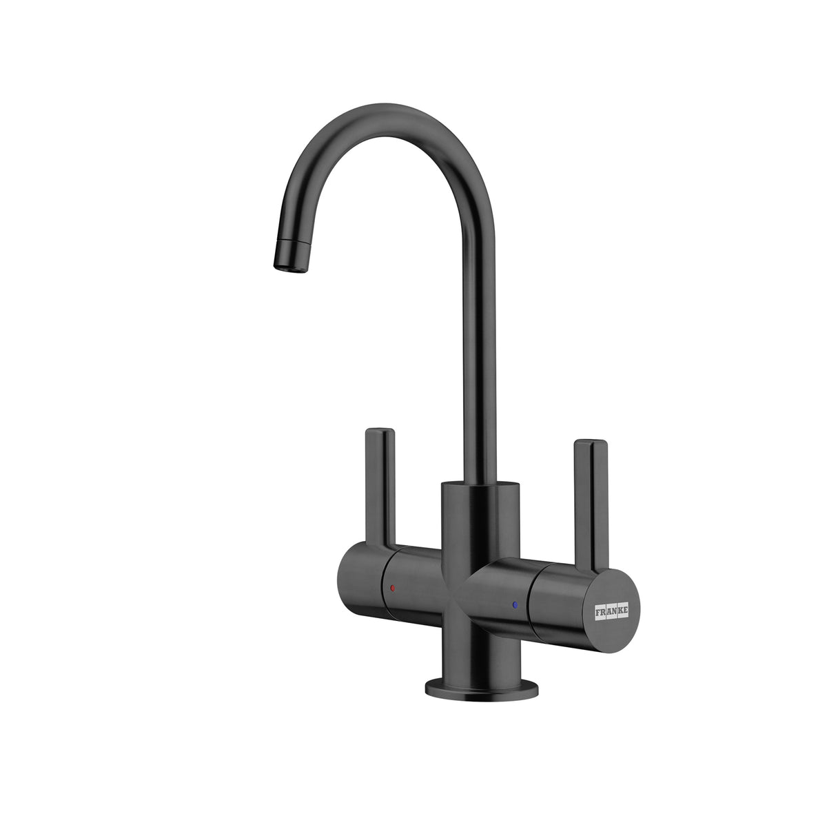 FRANKE UNJ-HC-IBK 8.75-in Double Handle Hot and Cold Water Filtration Faucet in Industrial Black, UNJ-HC-IBK