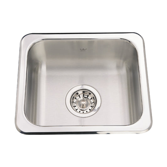 KINDRED QS1315-6N Utility Collection 15.13-in LR x 13.13-in FB x 6-in DP Drop In Single Bowl Stainless Steel Hospitality Sink In Satin Finished Bowl with Mirror Finished Rim
