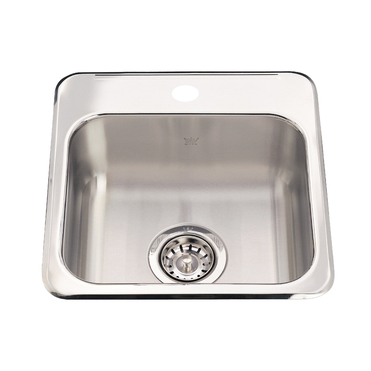 KINDRED QSL1515-6-1N Steel Queen 15.13-in LR x 15.44-in FB x 6-in DP Drop In Single Bowl 1-Hole Stainless Steel Hospitality Sink In Satin Finished Bowl with Mirror Finished Rim