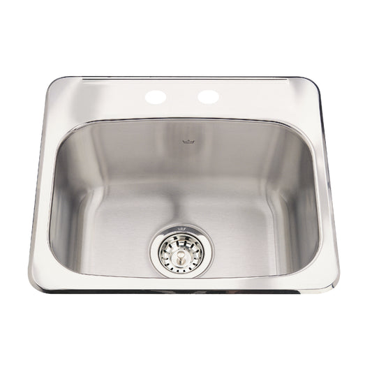KINDRED QSL1719-8-2N Utility Collection 19.13-in LR x 17-in FB x 8-in DP Drop In Single Bowl 2-Hole Stainless Steel Utility Sink In Satin Finished Bowl with Mirror Finished Rim