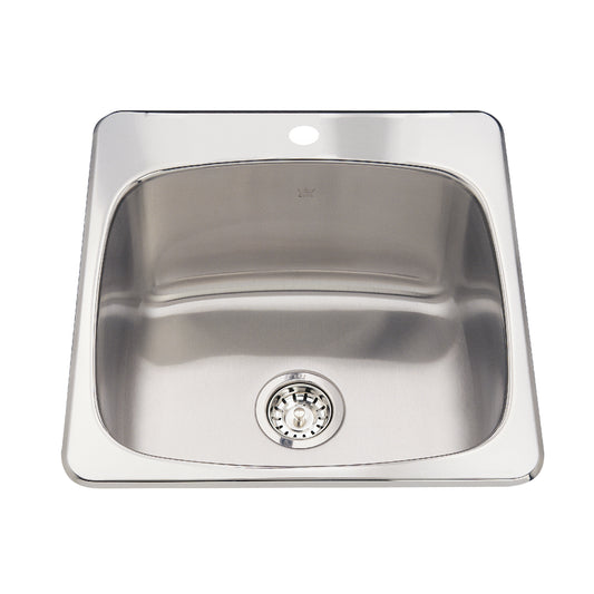 KINDRED QSL2020-10-1N Utility Collection 20.13-in LR x 20.56-in FB x 10-in DP Drop In Single Bowl 1-Hole Stainless Steel Laundry Sink In Satin Finished Bowl with Mirror Finished Rim