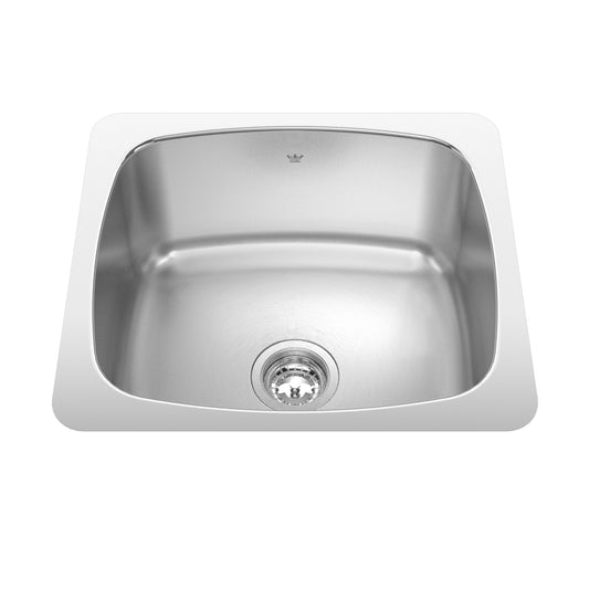 KINDRED QSU1820-10N Utility Collection 20.13-in LR x 18.13-in FB x 10-in DP Undermount Single Bowl Stainless Steel Laundry Sink In Satin Finished Bowl with Mirror Finished Rim
