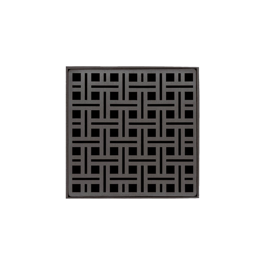 INFINITY DRAIN V 5 ORB VD 5 5" x 5" Strainer with Weave Pattern Decorative Plate and 2" Throat in Oil Rubbed Bronze for VD 5