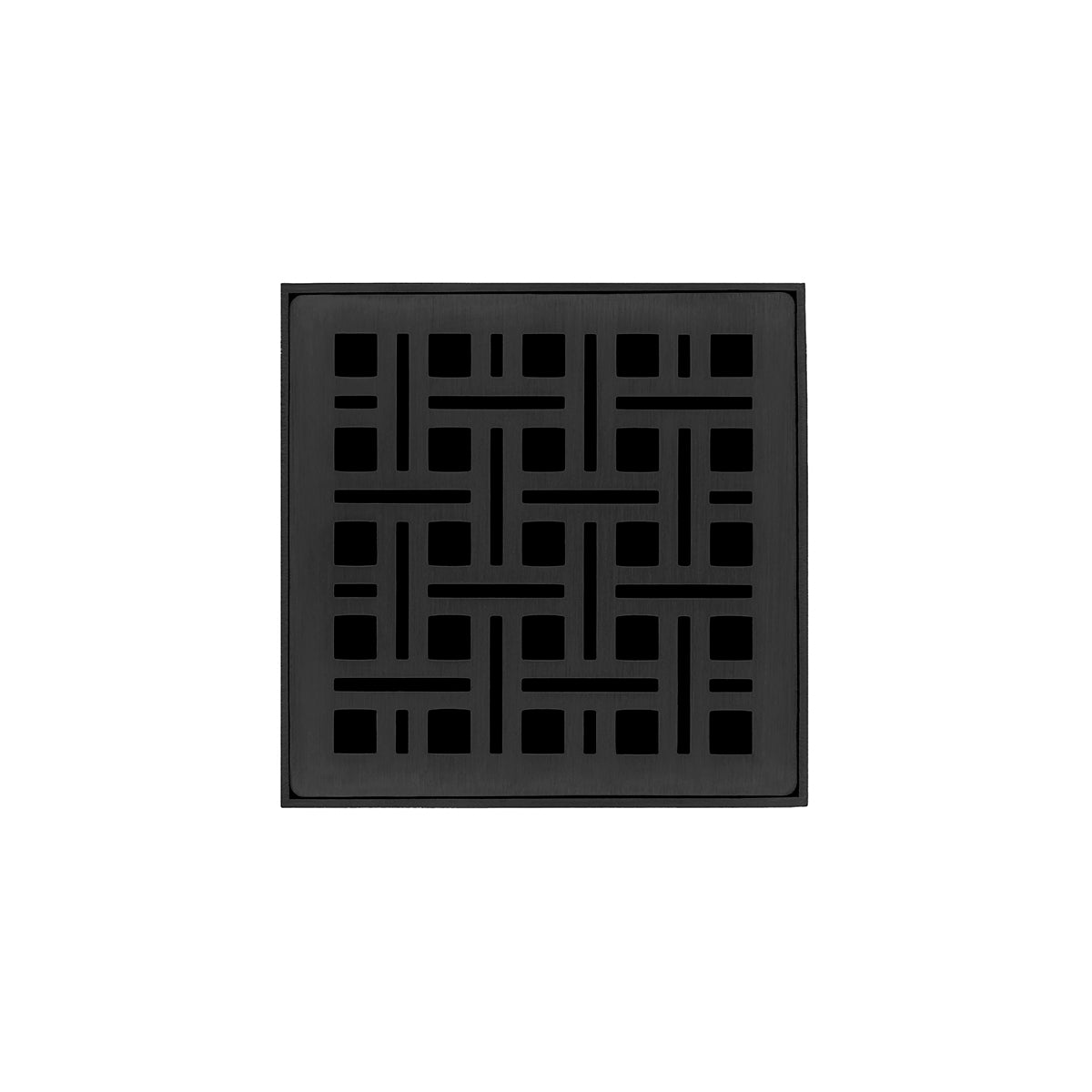 INFINITY DRAIN VD 4-2A BK VD 4 4" x 4" VD 4 Complete Kit with Weave Pattern Decorative Plate in Matte Black with ABS Drain Body, 2" Outlet