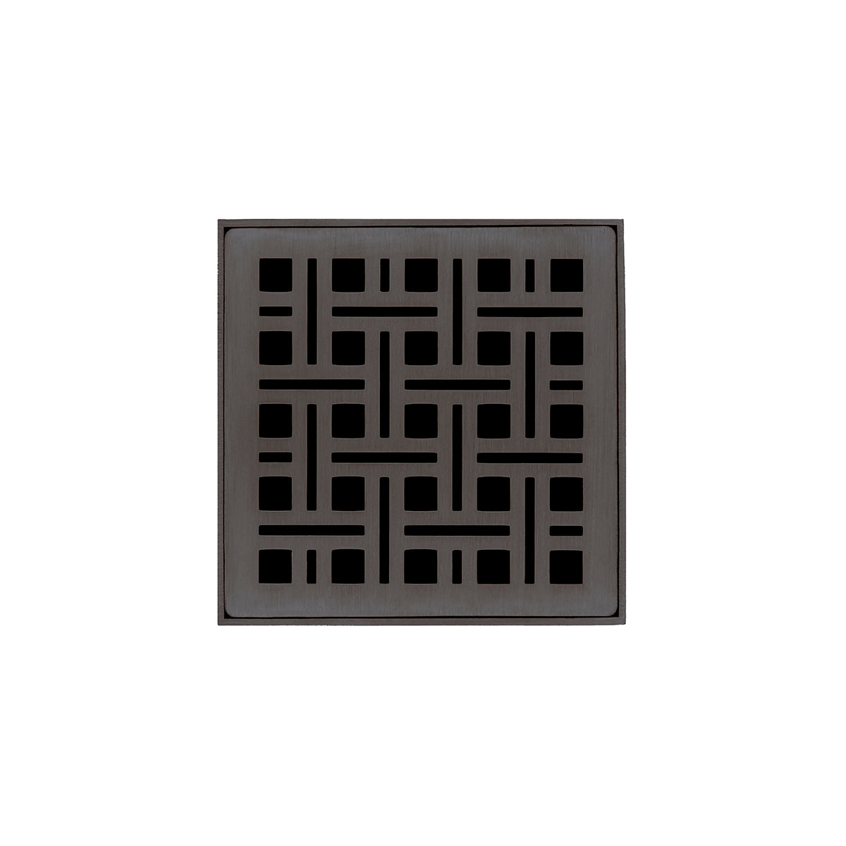 INFINITY DRAIN VD 4-2I ORB VD 4 4" x 4" VD 4 Complete Kit with Weave Pattern Decorative Plate in Oil Rubbed Bronze with Cast Iron Drain Body, 2" Outlet