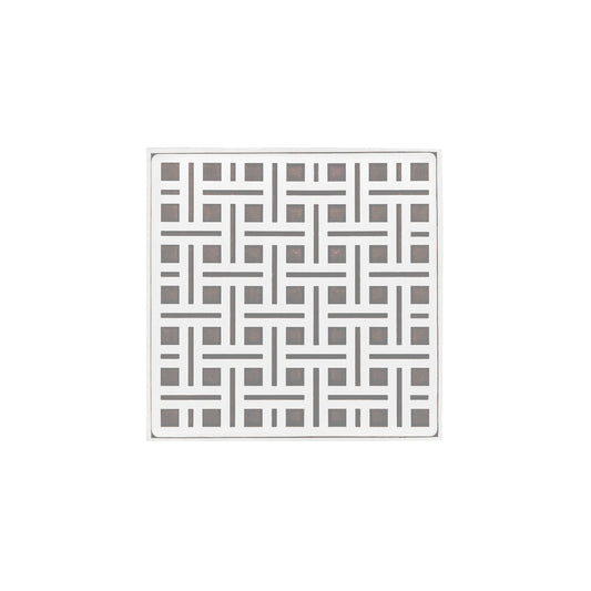 INFINITY DRAIN VD 5-2A MW VD 5 5" x 5" VD 5 Complete Kit with Weave Pattern Decorative Plate in Matte White with ABS Drain Body, 2" Outlet