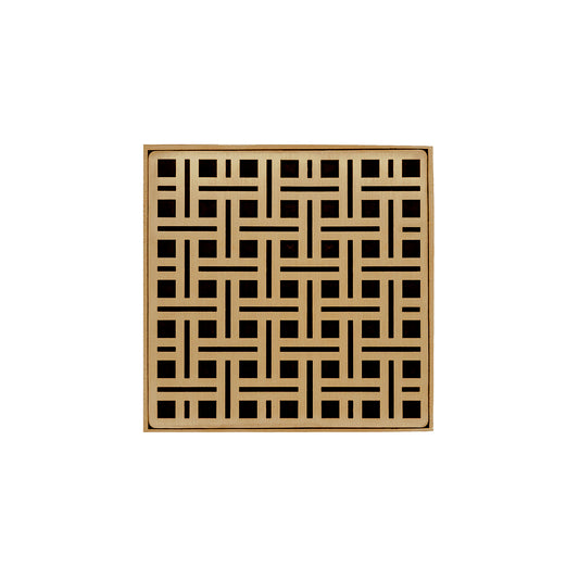 INFINITY DRAIN VD 5-2A PB VD 5 5" x 5" VD 5 Complete Kit with Weave Pattern Decorative Plate in Polished Brass with ABS Drain Body, 2" Outlet