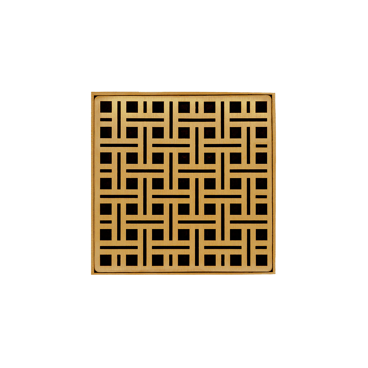 INFINITY DRAIN VD 5-2P PG VD 5 5" x 5" VD 5 Complete Kit with Weave Pattern Decorative Plate in Polished Gold with PVC Drain Body, 2" Outlet