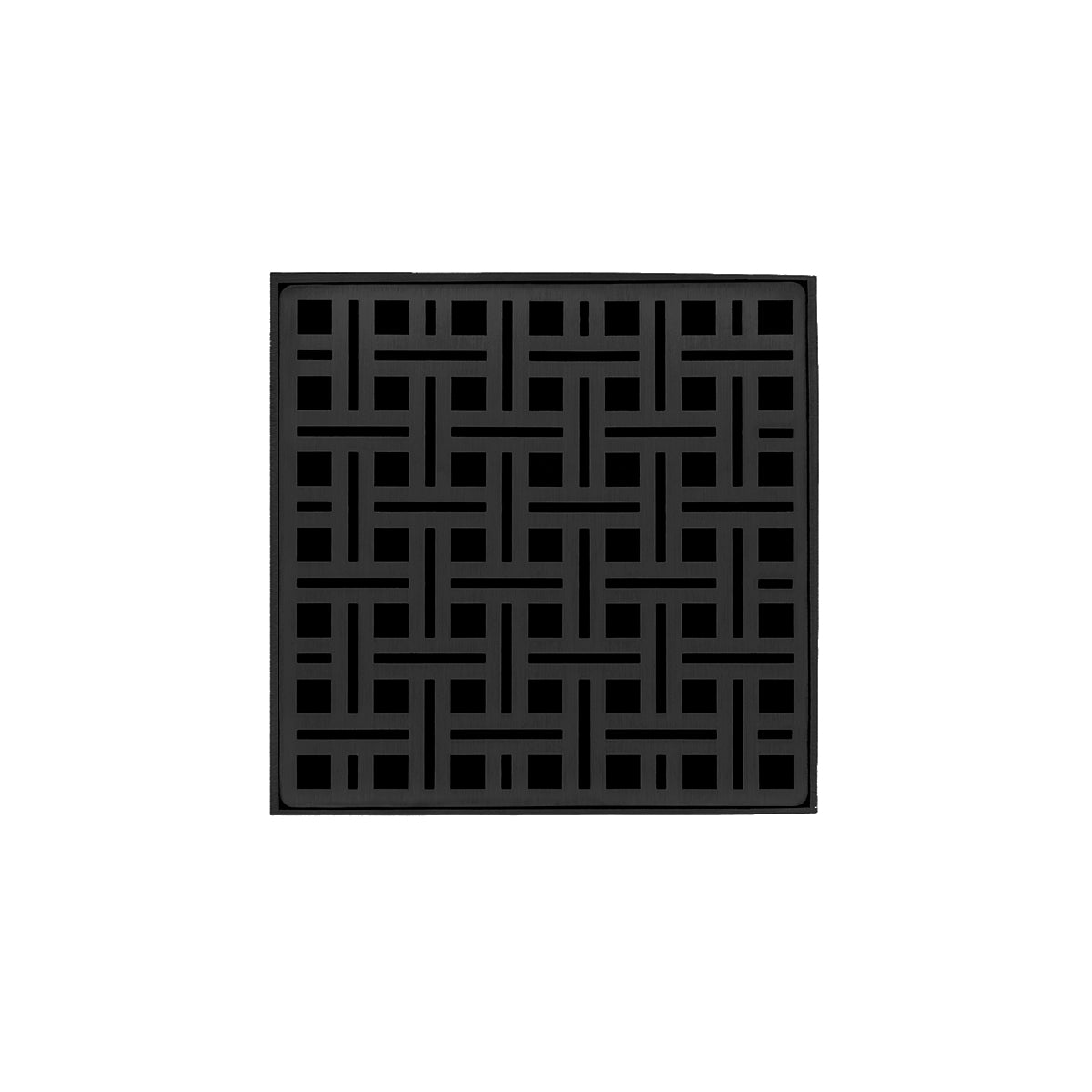INFINITY DRAIN VD 5-3P BK VD 5 5" x 5" VD 5 High Flow Complete Kit with Weave Pattern Decorative Plate in Matte Black with PVC Drain Body, 3" Outlet