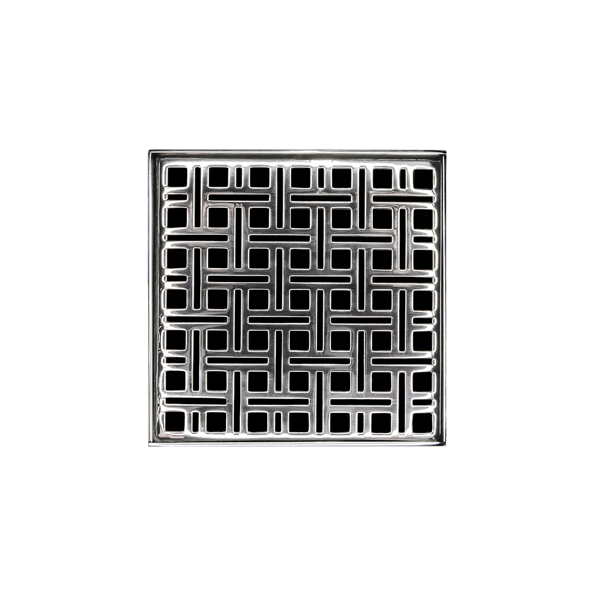 INFINITY DRAIN VD 5-3P PS VD 5 5" x 5" VD 5 High Flow Complete Kit with Weave Pattern Decorative Plate in Polished Stainless with PVC Drain Body, 3" Outlet
