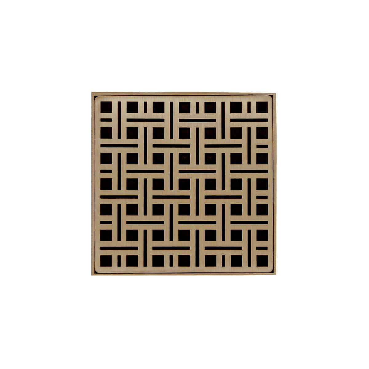 INFINITY DRAIN VD 5-3P SB VD 5 5" x 5" VD 5 High Flow Complete Kit with Weave Pattern Decorative Plate in Satin Bronze with PVC Drain Body, 3" Outlet