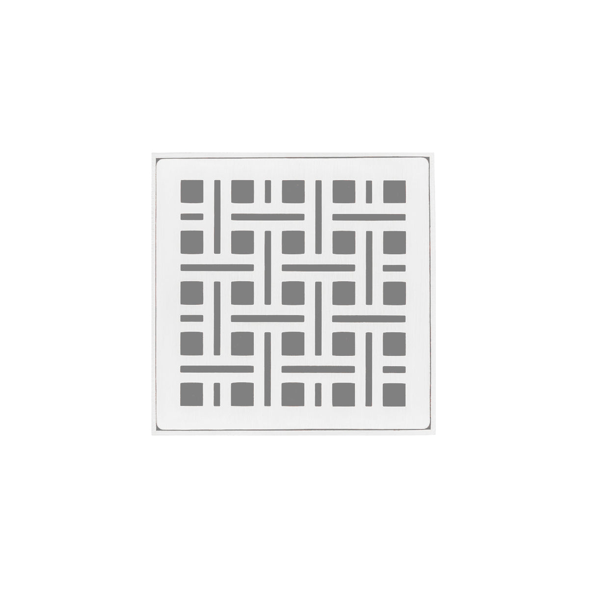 INFINITY DRAIN VDB 4-S  MW VD 4 4" x 4" VDB 4 Complete Kit with Weave Pattern Decorative Plate in Matte White with Stainless Steel Bonded Flange Drain Body, 2" No Hub Outlet