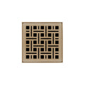 INFINITY DRAIN VDB 4-S  SC VD 4 4" x 4" VDB 4 Complete Kit with Weave Pattern Decorative Plate in Satin Champagne with Stainless Steel Bonded Flange Drain Body, 2" No Hub Outlet
