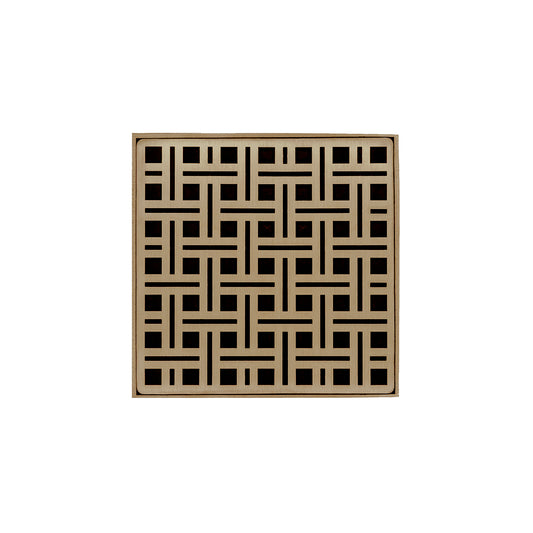 INFINITY DRAIN VDB 5-S SB VD 5 5" x 5" VDB 5 Complete Kit with Weave Pattern Decorative Plate in Satin Bronze with Stainless Steel Bonded Flange Drain Body, 2" No Hub Outlet