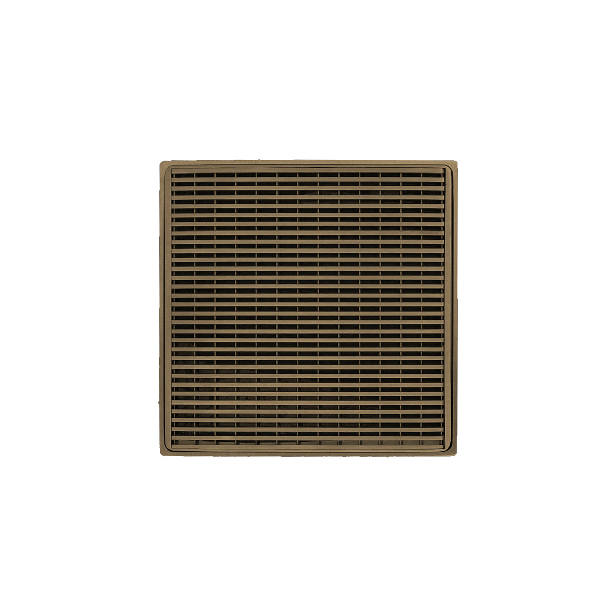 INFINITY DRAIN WD 4-2I SB WD 4 4" x 4" WD 4 Complete Kit with Wedge Wire Pattern Decorative Plate in Satin Bronze with Cast Iron Drain Body, 2" Outlet