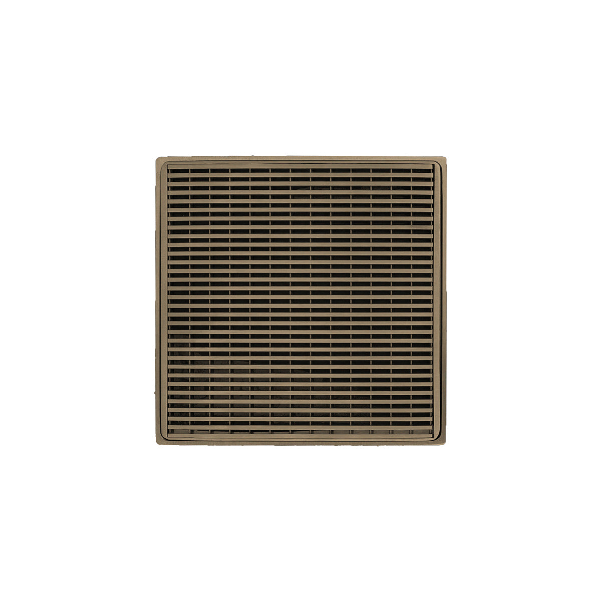 INFINITY DRAIN WD 4-2I SC WD 4 4" x 4" WD 4 Complete Kit with Wedge Wire Pattern Decorative Plate in Satin Champagne with Cast Iron Drain Body, 2" Outlet