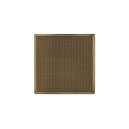 INFINITY DRAIN WD 5-2I PB WD 5 5" x 5" WD 5 Complete Kit with Wedge Wire Pattern Decorative Plate in Polished Brass with Cast Iron Drain Body, 2" Outlet