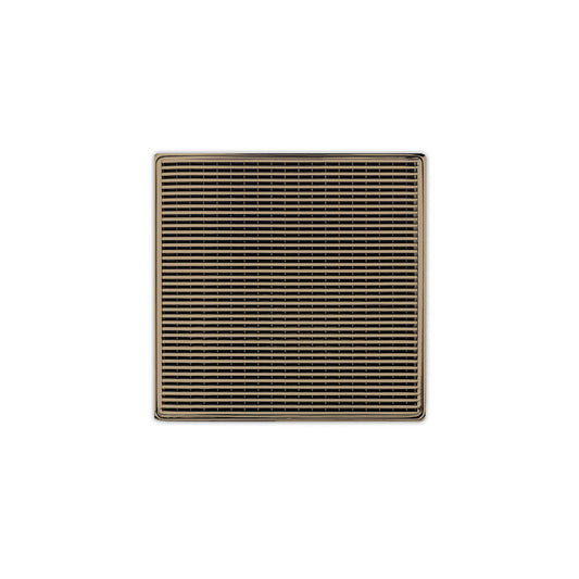 INFINITY DRAIN WD 5-2I SC WD 5 5" x 5" WD 5 Complete Kit with Wedge Wire Pattern Decorative Plate in Satin Champagne with Cast Iron Drain Body, 2" Outlet