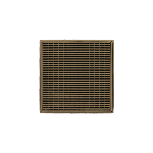 INFINITY DRAIN WDB 4-P SB WD 4 4" x 4" WDB 4 Complete Kit with Wedge Wire Pattern Decorative Plate in Satin Bronze with PVC Bonded Flange Drain Body, 2", 3" and 4" Outlet