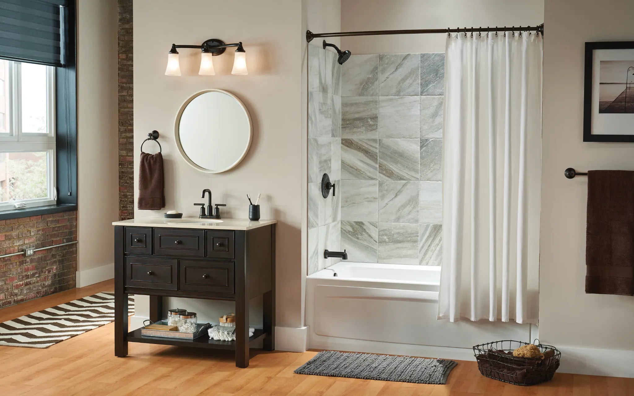 MOEN YB2863ORB Eva  Three Globe Bath Light In Oil Rubbed Bronze