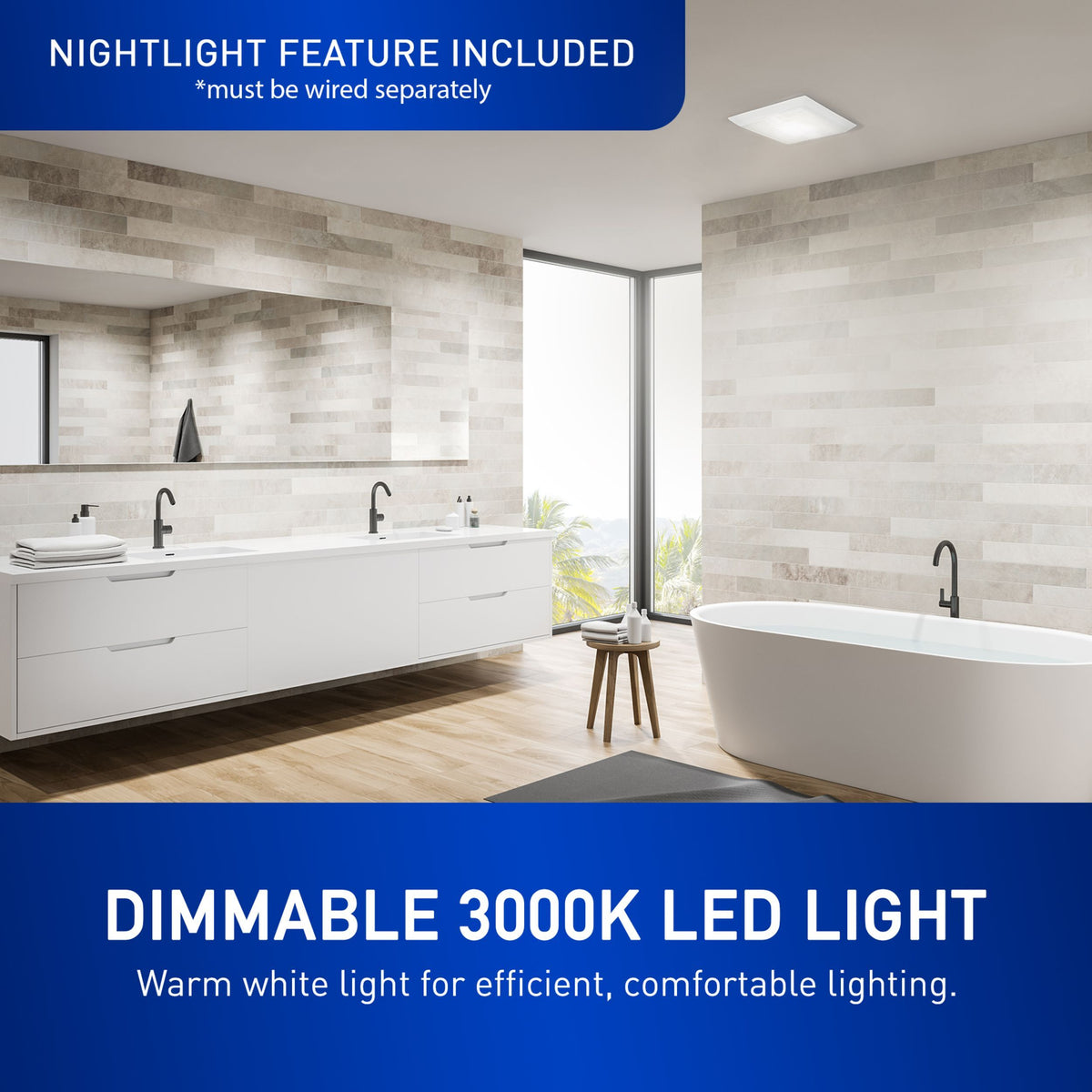 PANASONIC FV-0511VFBL1 WhisperFit DC Fan/Light - Bluetooth Speakers, 50-80-110 CFM