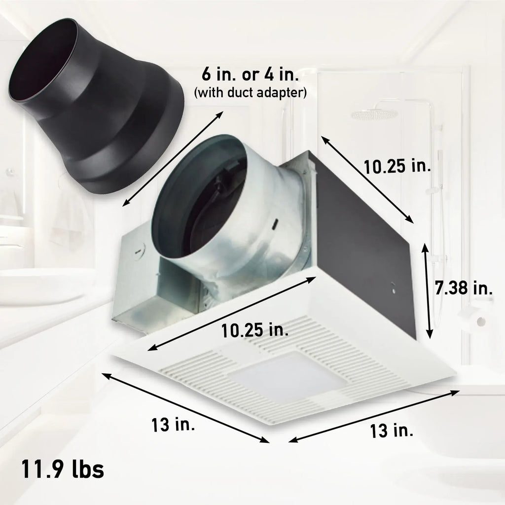 PANASONIC FV-1115VKL3 WhisperGreen Select Single Speed Fan/Dimmable LED Light & Night-light, high speed 110/130/150 CFM