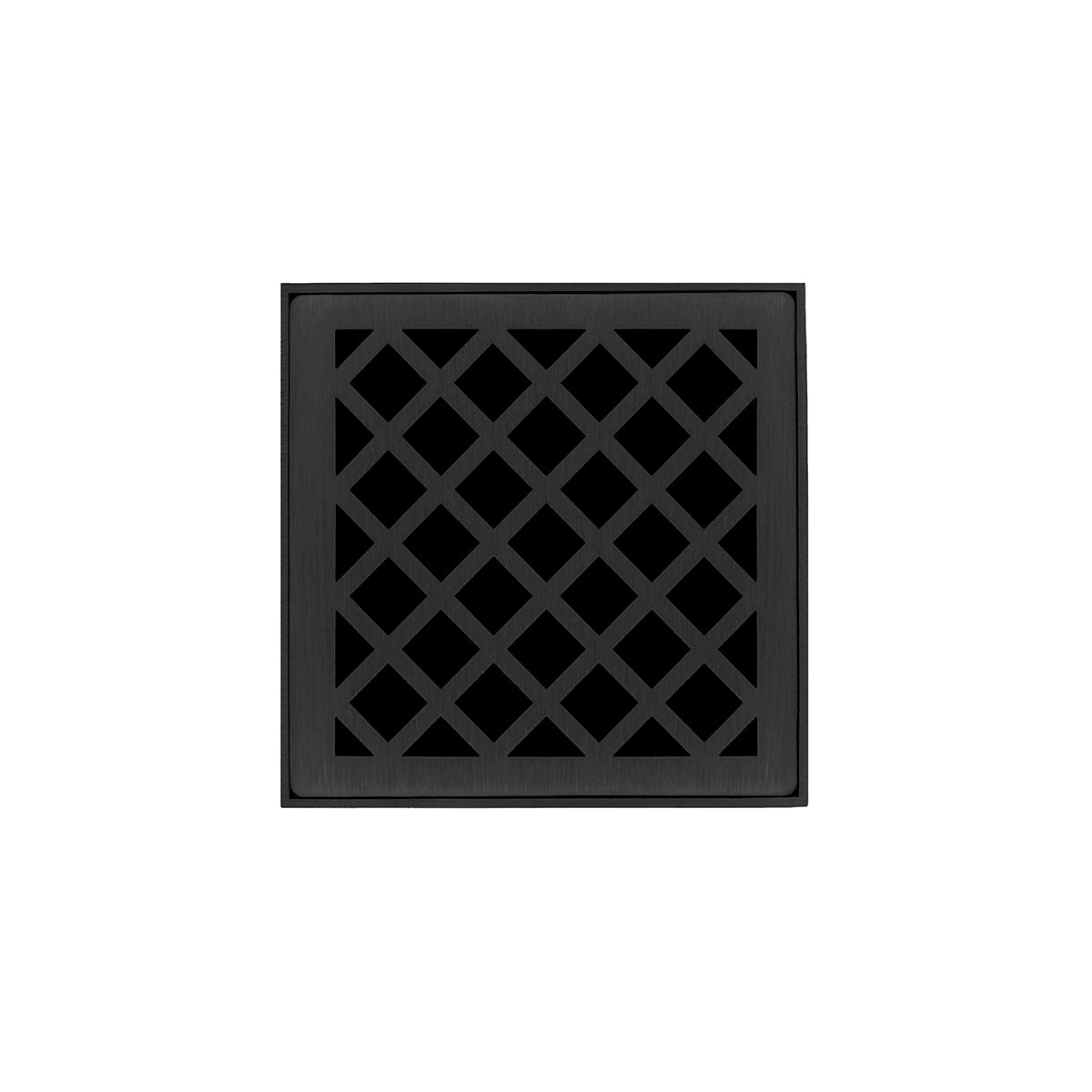 INFINITY DRAIN XD 4-2A BK XD 4 4" x 4" XD 4 Complete Kit with Criss-Cross Pattern Decorative Plate in Matte Black with ABS Drain Body, 2" Outlet