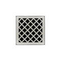 INFINITY DRAIN XD 4-2H SS XD 4 4" x 4" XD 4 Complete Kit with Criss-Cross Pattern Decorative Plate in Satin Stainless with Cast Iron Drain Body for Hot Mop, 2" Outlet