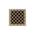 INFINITY DRAIN XD 4-2I SC XD 4 4" x 4" XD 4 Complete Kit with Criss-Cross Pattern Decorative Plate in Satin Champagne with Cast Iron Drain Body, 2" Outlet