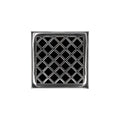 INFINITY DRAIN XD 4-2P PS XD 4 4" x 4" XD 4 Complete Kit with Criss-Cross Pattern Decorative Plate in Polished Stainless with PVC Drain Body, 2" Outlet