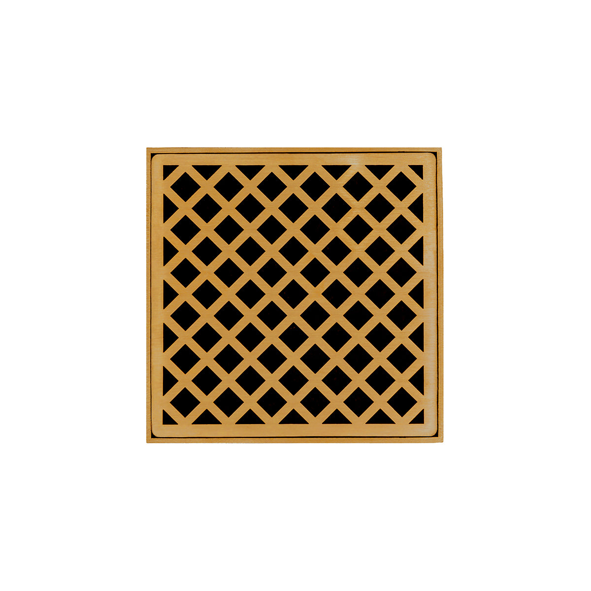 INFINITY DRAIN XD 5-2H PG XD 5 5" x 5" XD 5 Complete Kit with Criss-Cross Pattern Decorative Plate in Polished Gold with Cast Iron Drain Body for Hot Mop, 2" Outlet