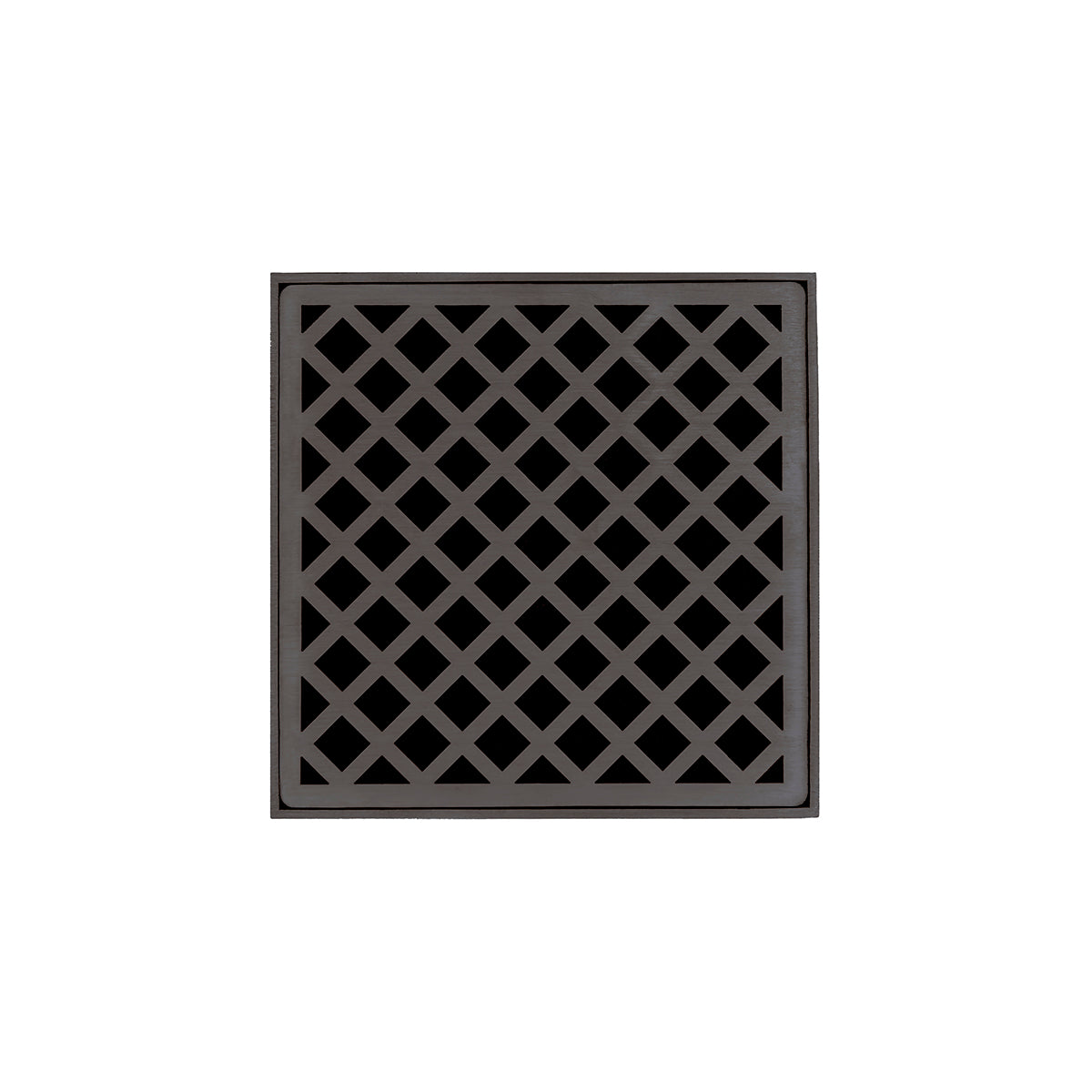 INFINITY DRAIN XD 5-2P ORB XD 5 5" x 5" XD 5 Complete Kit with Criss-Cross Pattern Decorative Plate in Oil Rubbed Bronze with PVC Drain Body, 2" Outlet