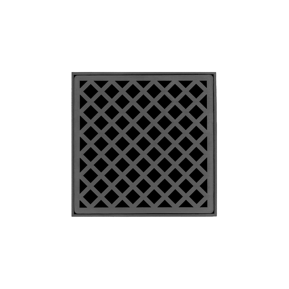 INFINITY DRAIN XD 5-3A GM XD 5 5" x 5" XD 5 High Flow Complete Kit with Criss-Cross Pattern Decorative Plate in Gunmetal with ABS Drain Body, 3" Outlet