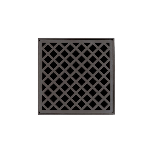 INFINITY DRAIN XD 5-3P ORB XD 5 5" x 5" XD 5 High Flow Complete Kit with Criss-Cross Pattern Decorative Plate in Oil Rubbed Bronze with PVC Drain Body, 3" Outlet