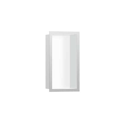 HANSGROHE 56096800 XtraStoris Individual Wall Niche Matte White with Design Frame 12"x 6"x 4" - Brushed Stainless Steel
