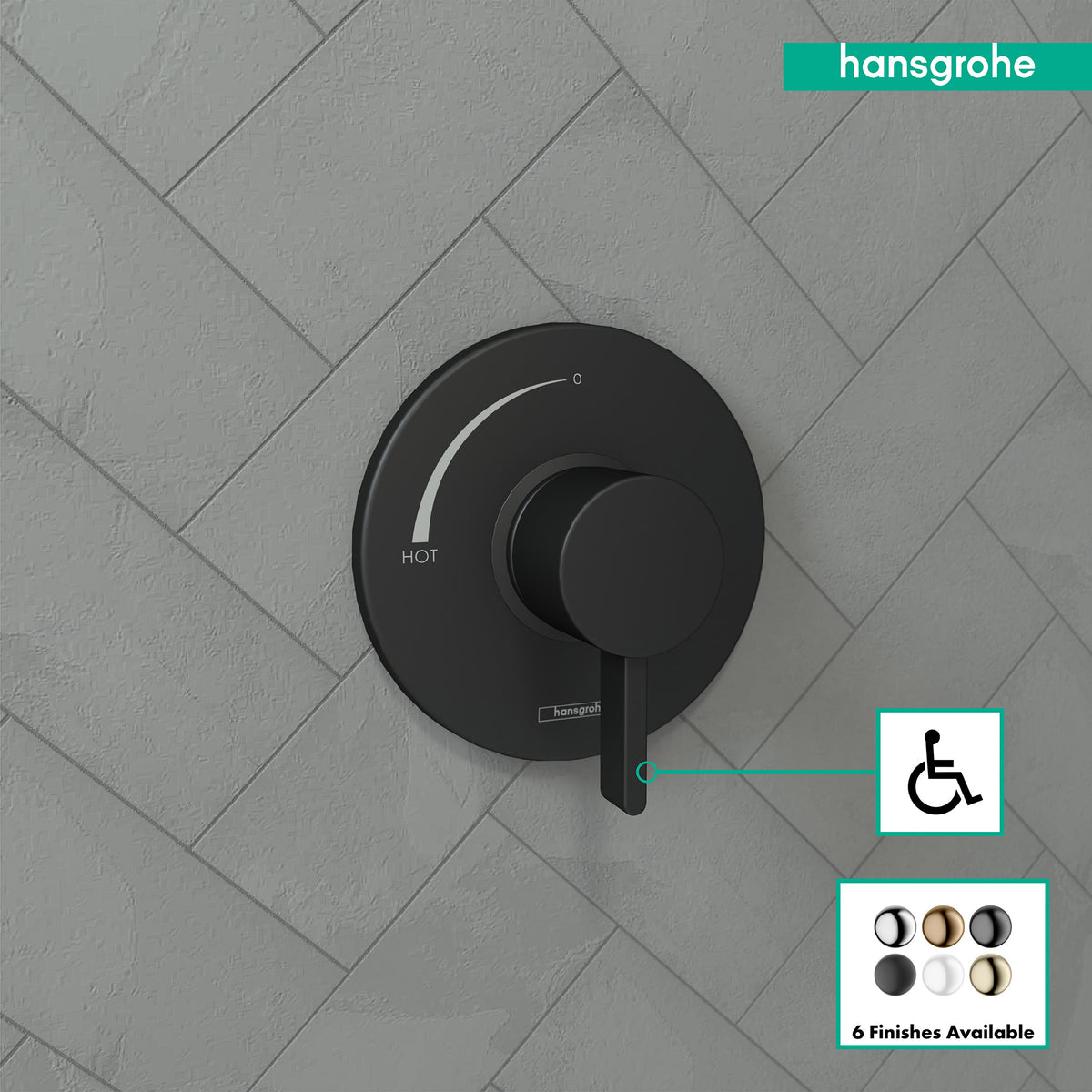 HANSGROHE 15739671 Ecostat S Pressure Balance Trim - Matte Black