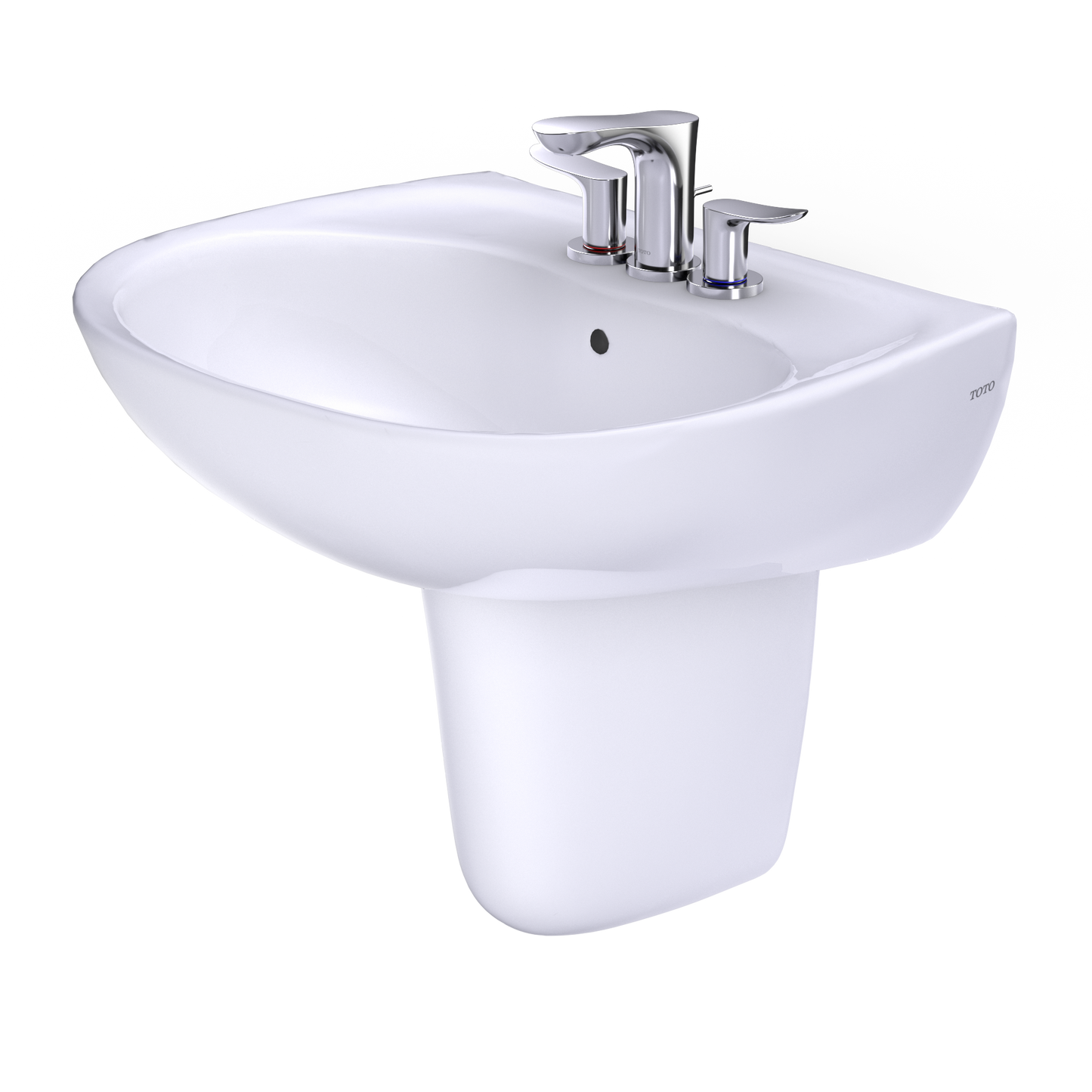 TOTO LHT241.4G#01 Supreme Oval Wall-Mount Bathroom Sink with CEFIONTECT and Shroud for 4 Inch Center Faucets , Cotton White