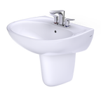 TOTO LHT241.4G#01 Supreme Oval Wall-Mount Bathroom Sink With Cefiontect And Shroud For 4 Inch Center Faucets - Cotton White