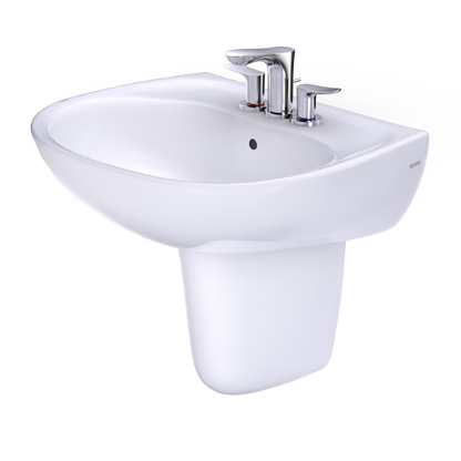 TOTO LHT241.4G#01 Supreme Oval Wall-Mount Bathroom Sink With Cefiontect And Shroud For 4 Inch Center Faucets - Cotton White